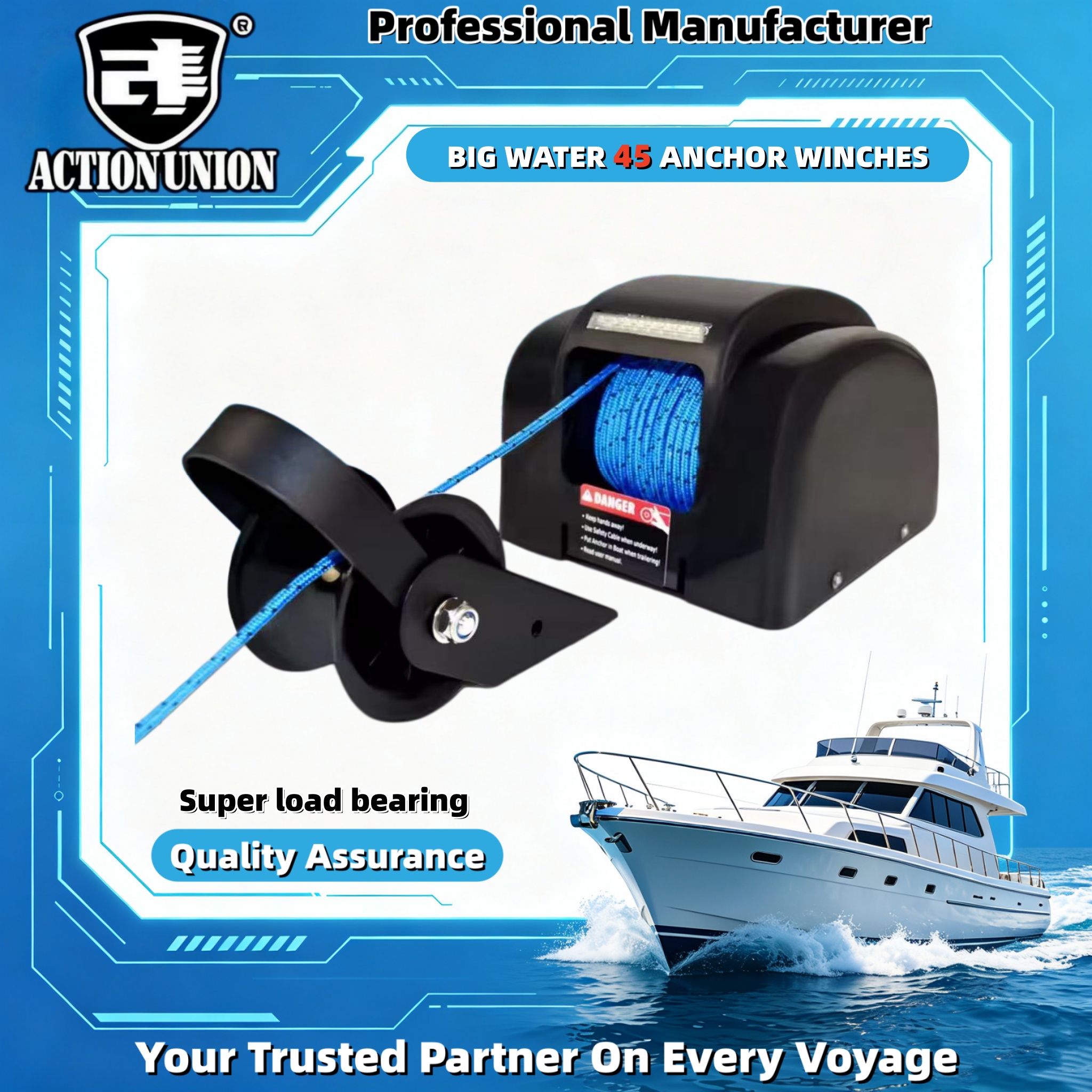 Fishing Boat Steering Wheel - Electric anchor winch 12V, suitable for