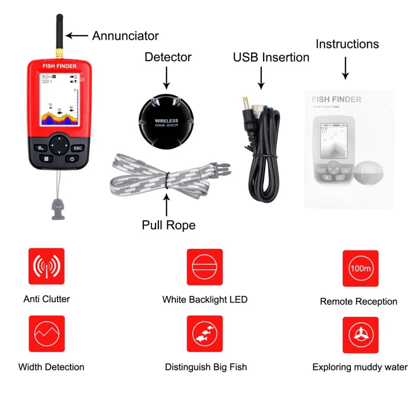 Display Portable fish finder e - مراجعة Fishing Boat Depth Finder وسعره
