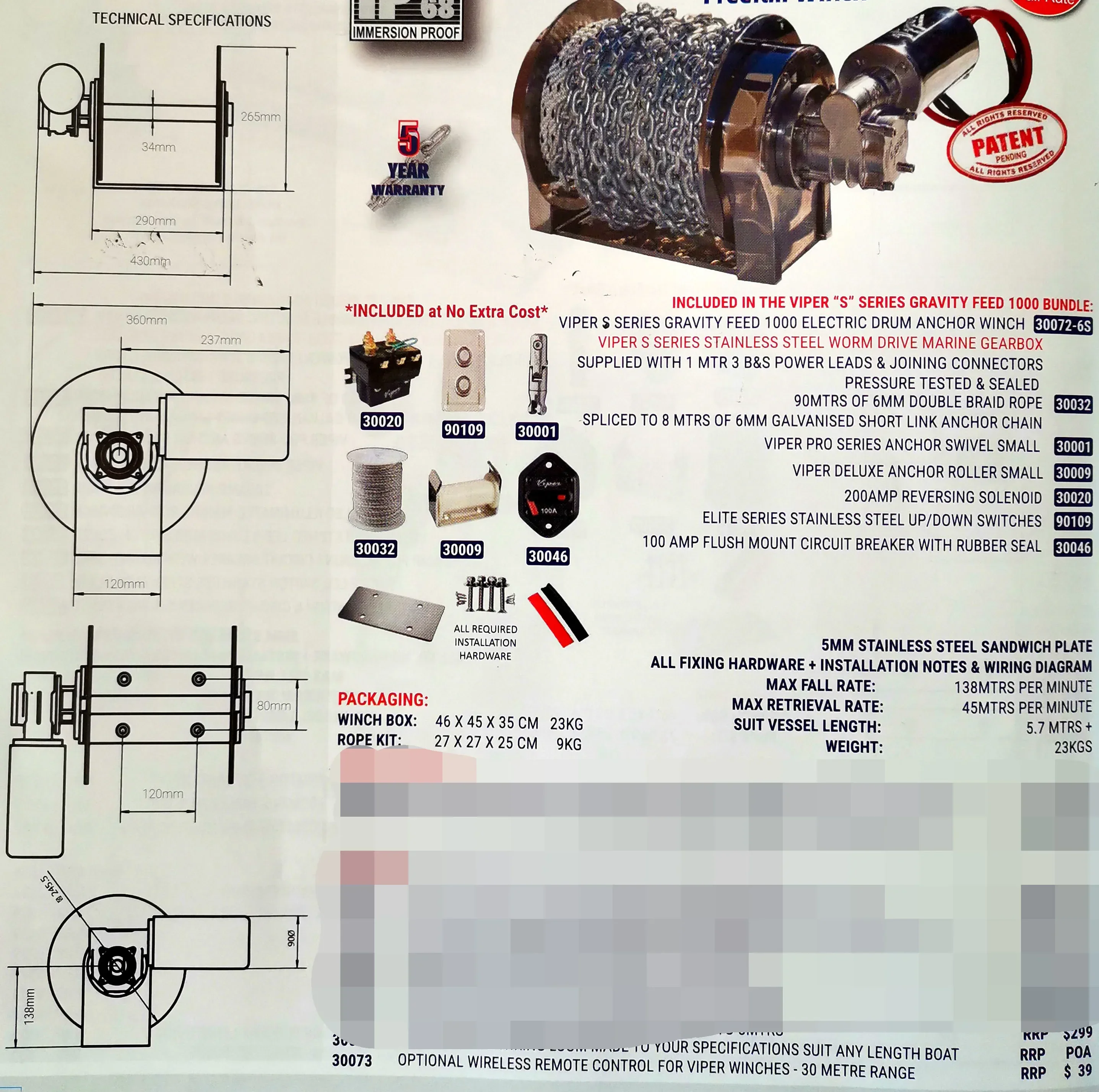 Marine Equipment 1000W 316 Sta - مراجعة Fishing Boat Anchor Winch وسعره