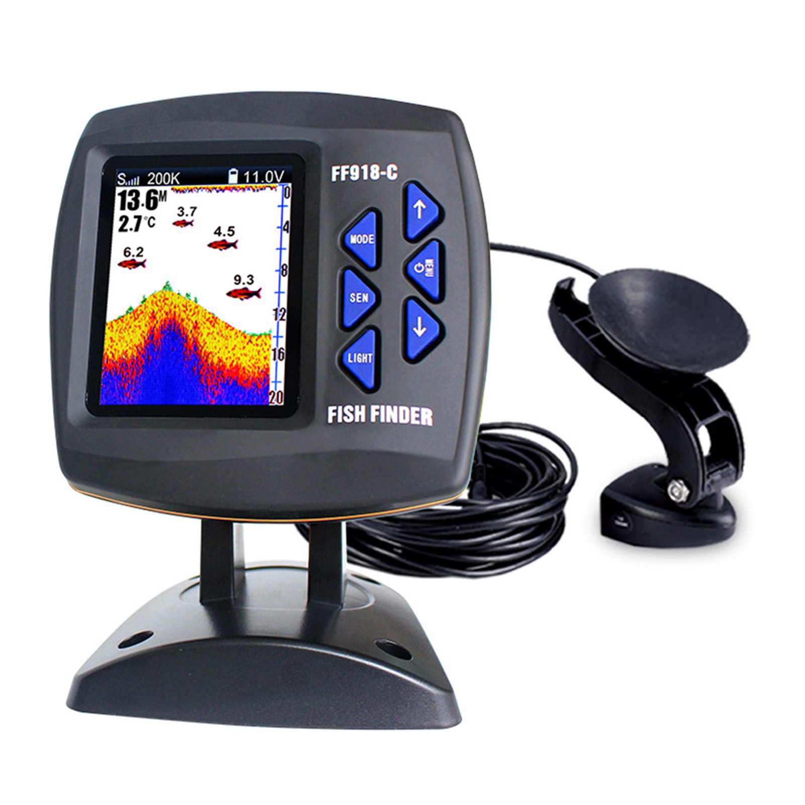 Color Screen Wired Fish Finder - مراجعة Fishing Boat Depth Finder وسعره