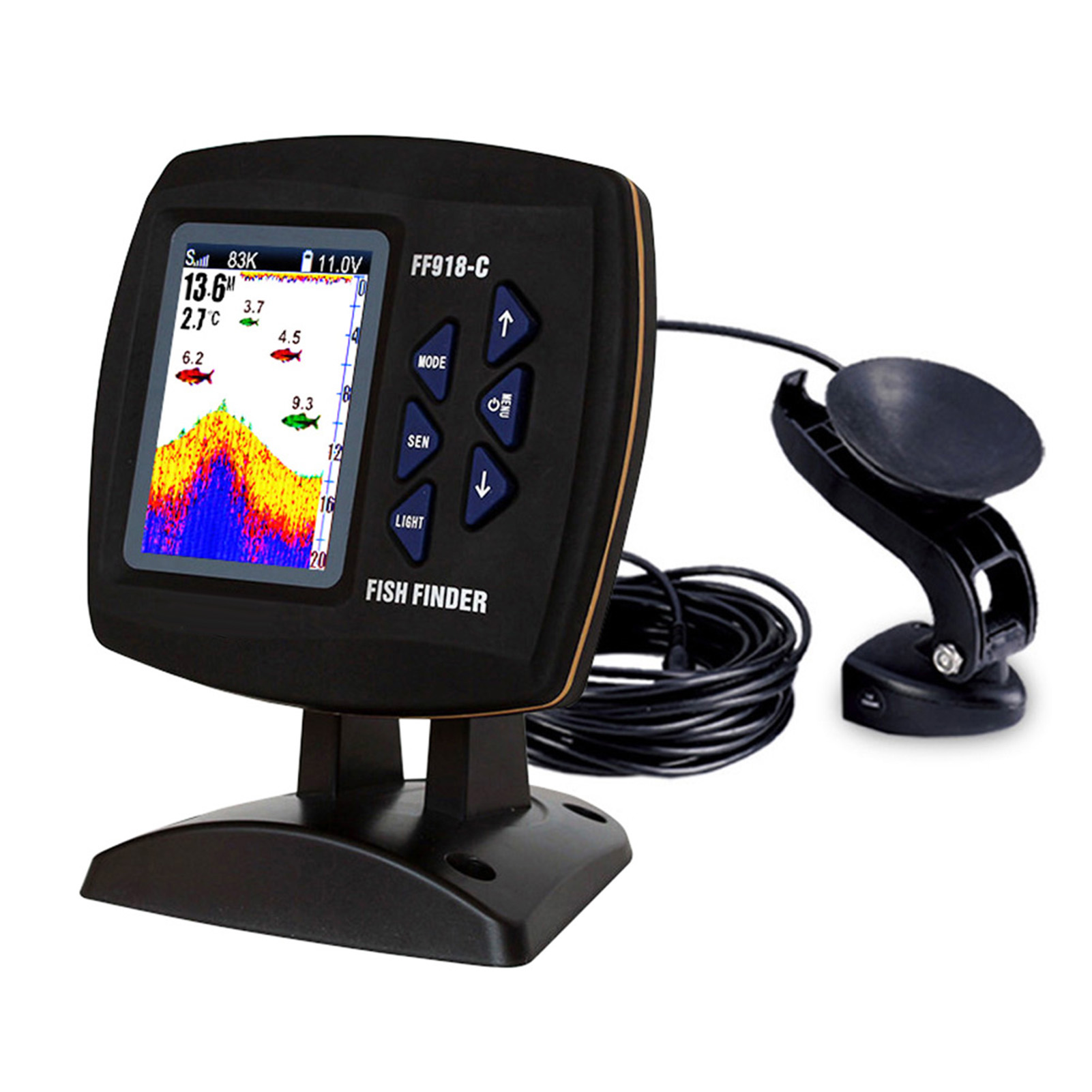 Color Screen Wired Fish Finder - مراجعة Fishing Boat Depth Finder وسعره