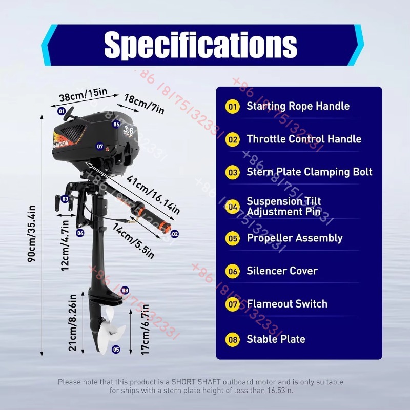HANGKAI Outboard Motor, 3.6  2 - مراجعة Fishing Boat Outboard Motor وسعره
