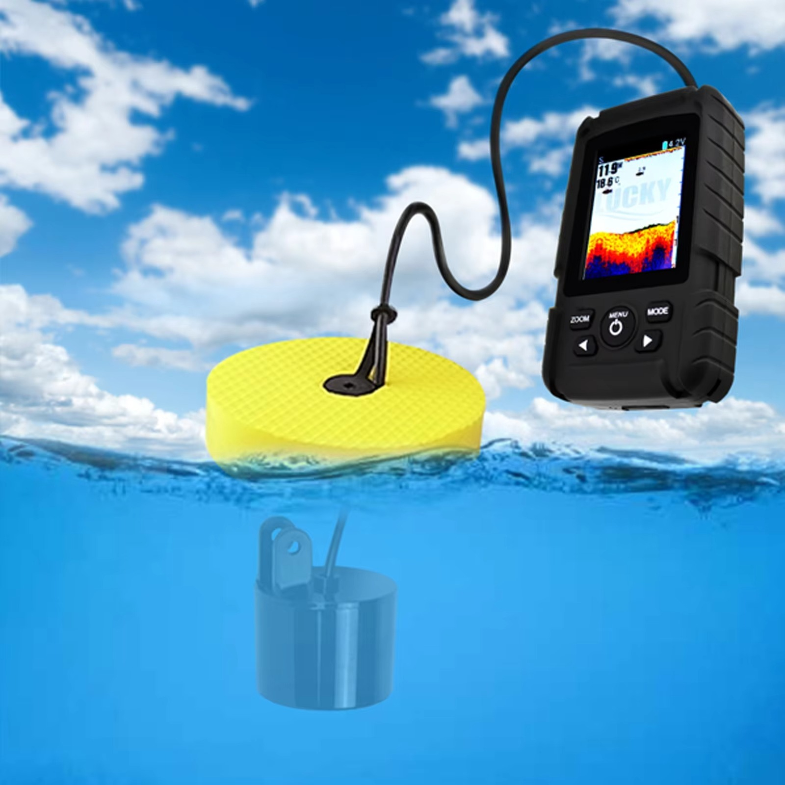 2-in-1 Wireless & Wired Fish F - مراجعة Fishing Boat Depth Finder وسعره