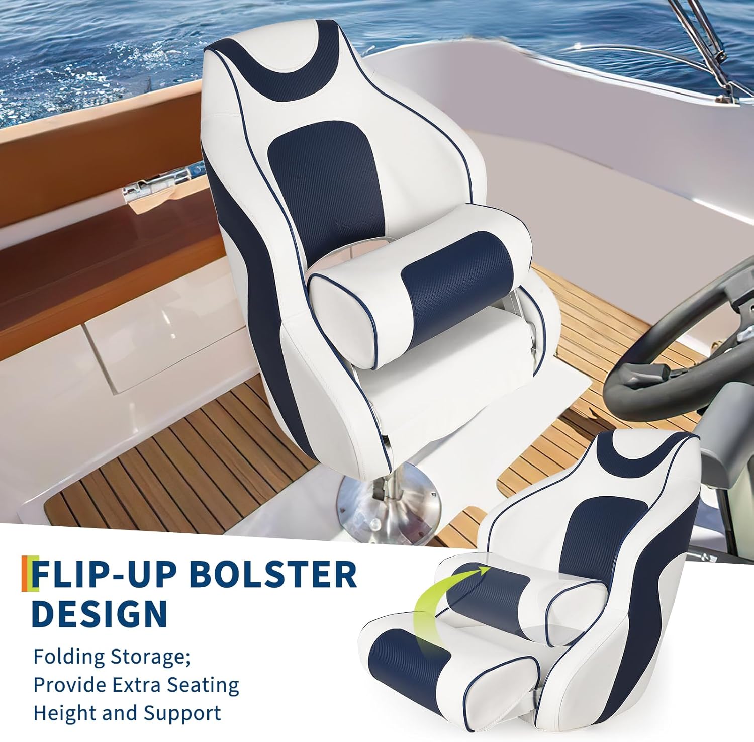 High Back Boat Seat with Flip- - مراجعة Fishing Boat Seat وسعره