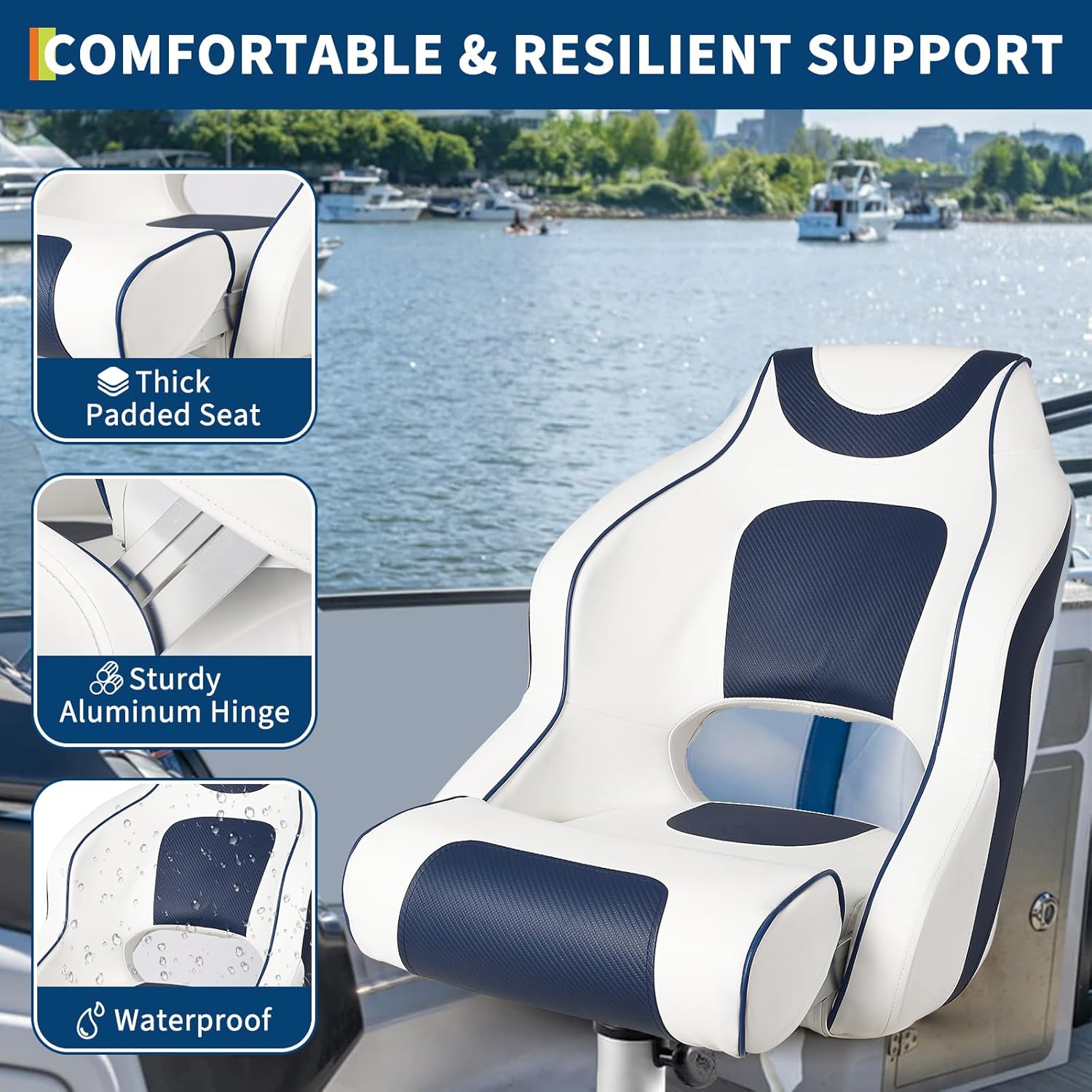 High Back Boat Seat with Flip- - مراجعة Fishing Boat Seat وسعره