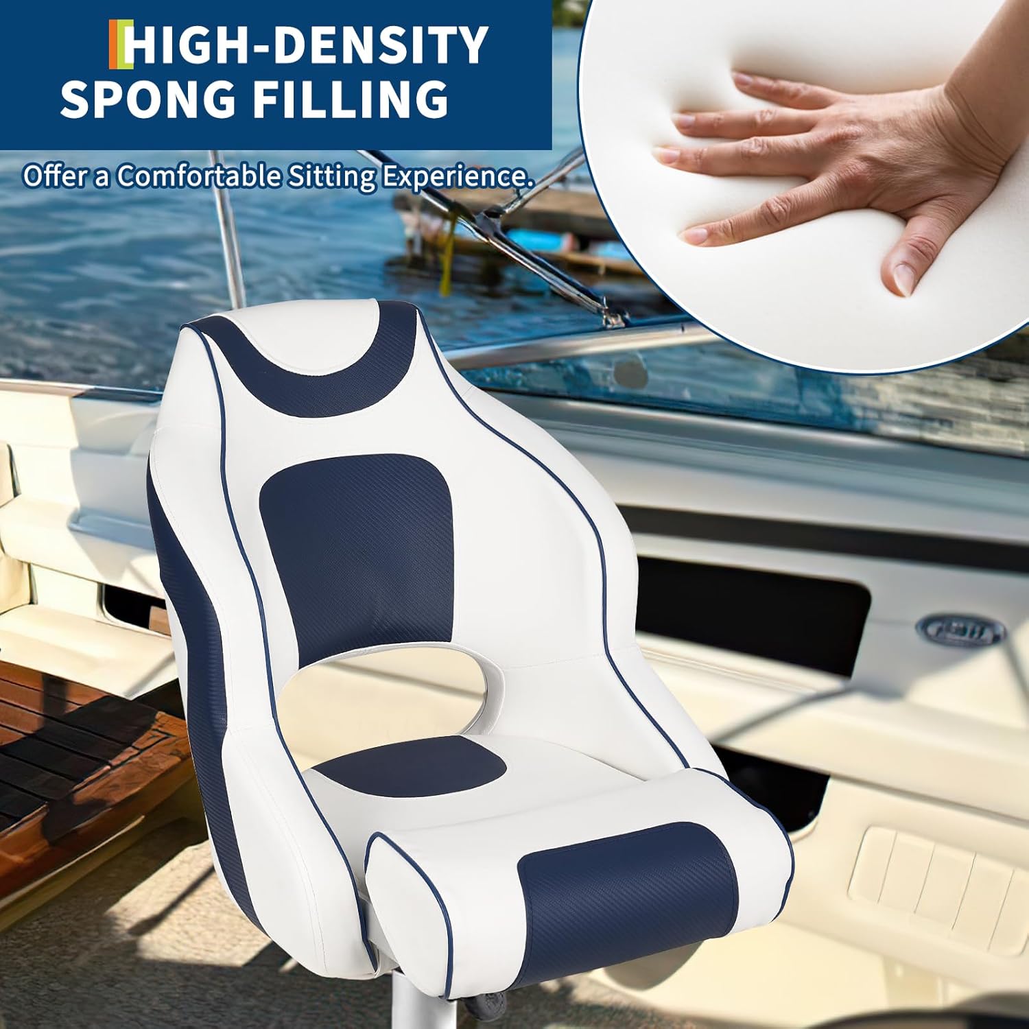 High Back Boat Seat with Flip- - مراجعة Fishing Boat Seat وسعره