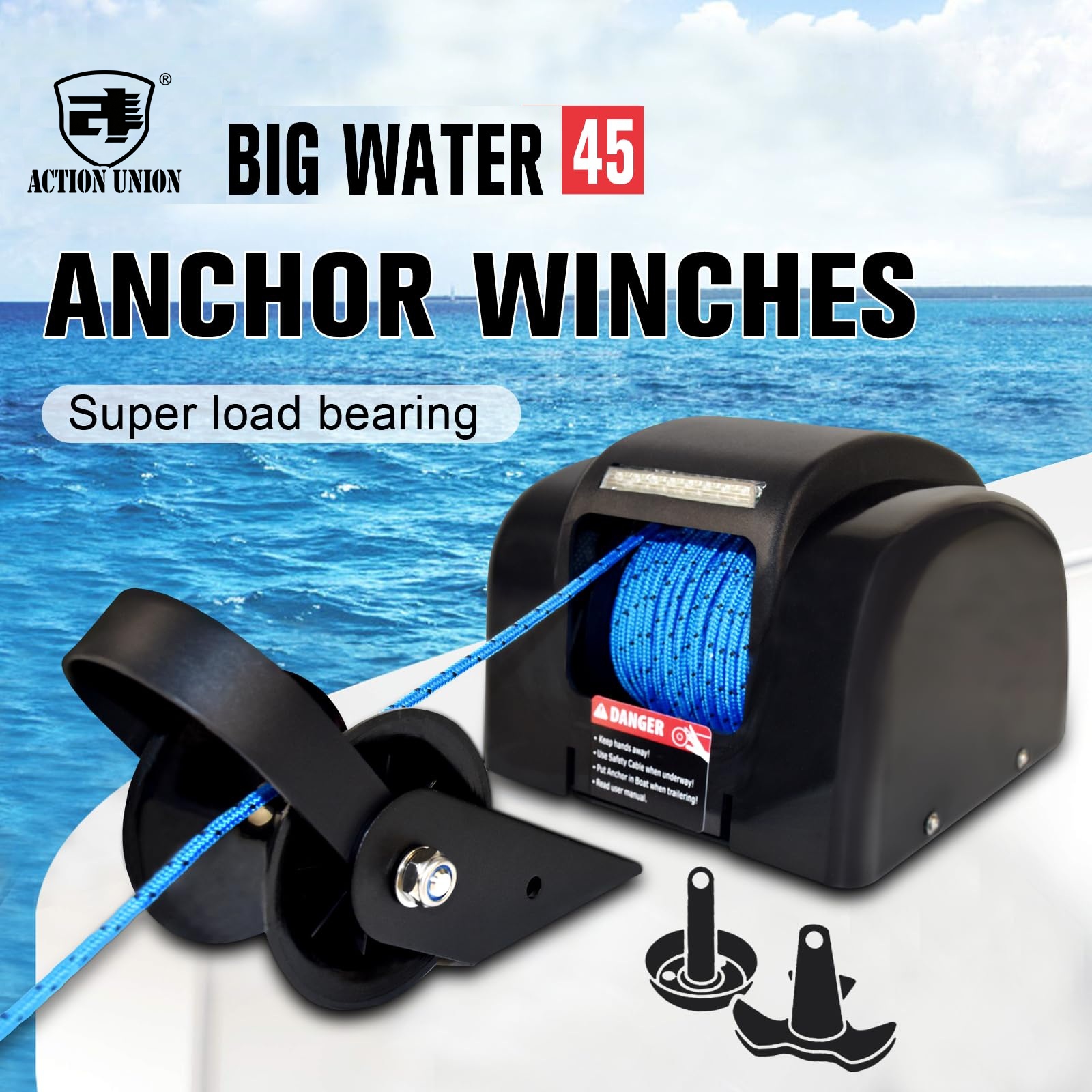 Electric anchor winch 12V, sui - مراجعة Fishing Boat Steering Wheel وسعره