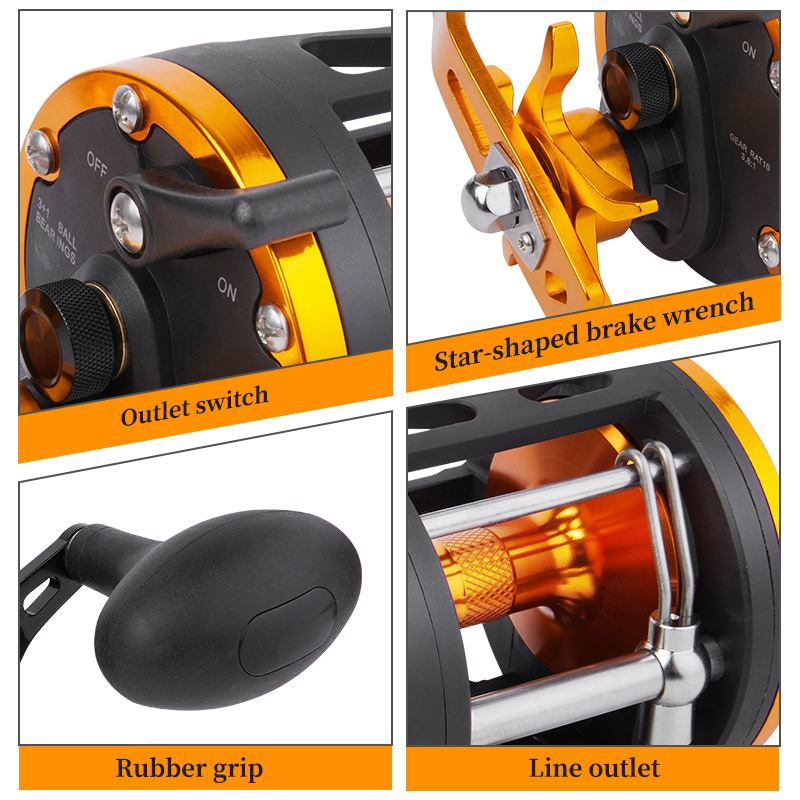 BILLINGS Trolling Drum Reel 33 - مراجعة Fishing Boat Steering Wheel وسعره