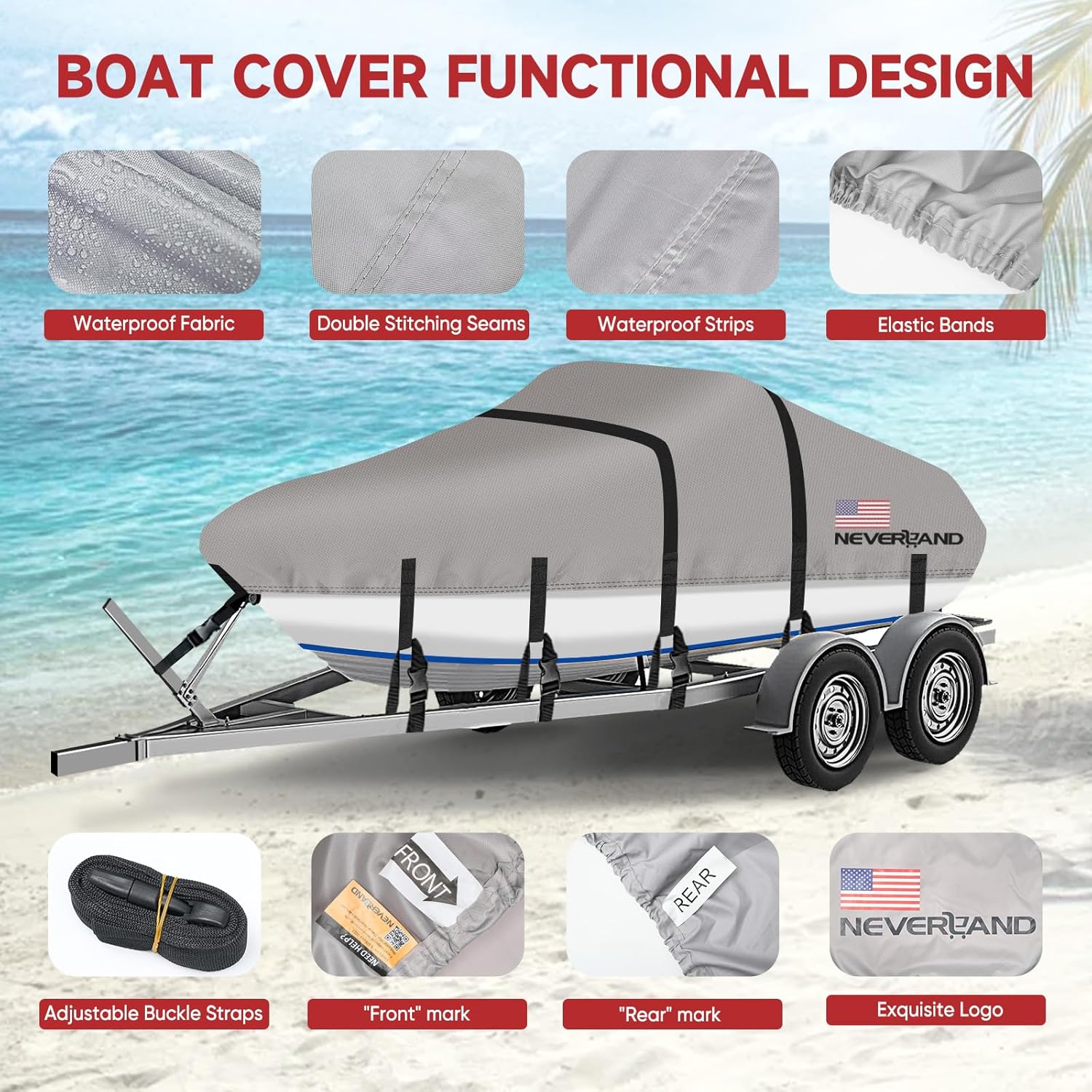 Waterproof Boat Cover 17-19ft  - مراجعة Fishing Boat Trailer وسعره