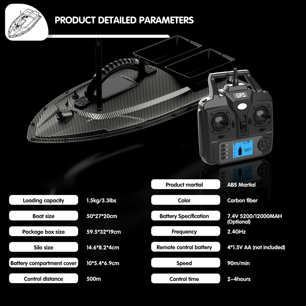 V070 12000mAh/5200mAh RC Bait  - مراجعة Fishing Boat Gps وسعره